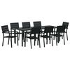 vidaXL Garten Essgruppe 9 pcs Schwarz Pulverbeschichteter Stahl