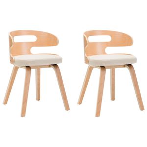 vidaXL Esszimmerst&uuml;hle 2 Stk. Creme Bugholz und Kunstleder