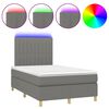 vidaXL Boxspringbett mit Matratze & LED Dunkelgrau 120x190 cm Stoff