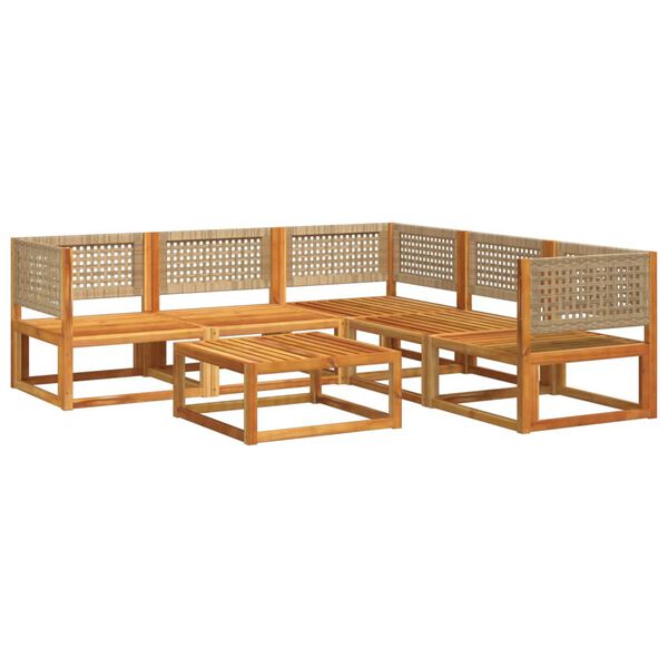 vidaXL 6-tlg. Gartensofa-Set mit Kissen Holz Akazie & Rattan