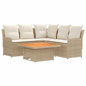 vidaXL M&ouml;belsets mit Kissen 4 pcs Beige und Creme PE-Rattan