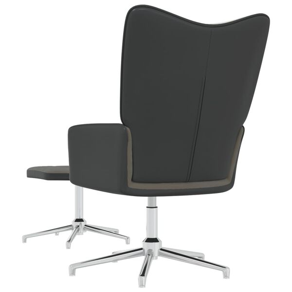 vidaXL Relaxsessel mit Hocker Dunkelgrau Samt und PVC