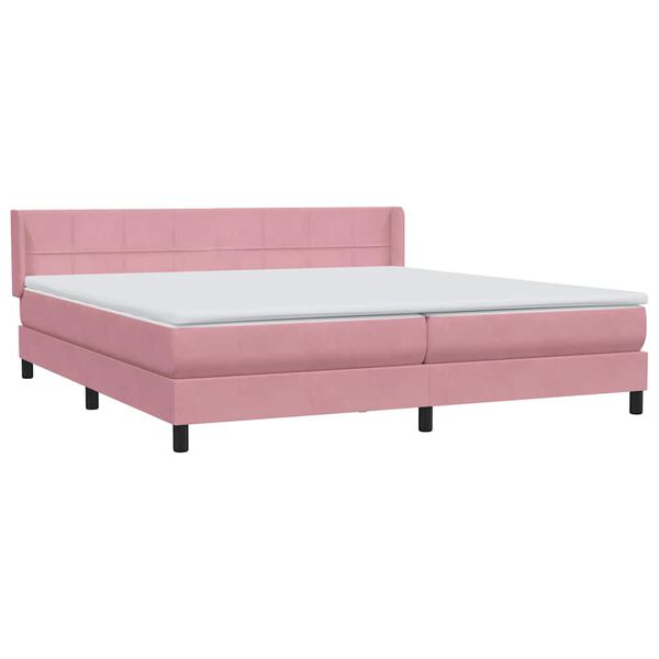 vidaXL Boxspringbett mit Matratze Rosa 180x210 cm Samt