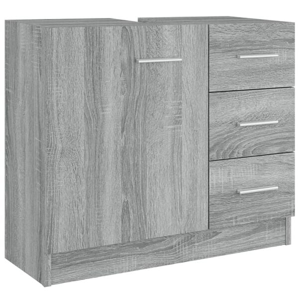 vidaXL Waschbeckenschrank Grau Sonoma 63x30x54 cm Holzwerkstoff