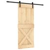 vidaXL Schiebet&uuml;r Nat&uuml;rlich und Schwarz 85 x 210 cm Massivkiefer
