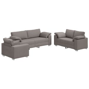 vidaXL Sofa 3 pcs Taupe Leinenmischgewebe