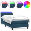 vidaXL Boxspringbett mit Matratze & LED Dunkelblau 90x210 cm Samt