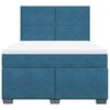 vidaXL Boxspringbett mit Matratze Blau 140x200 cm Samt