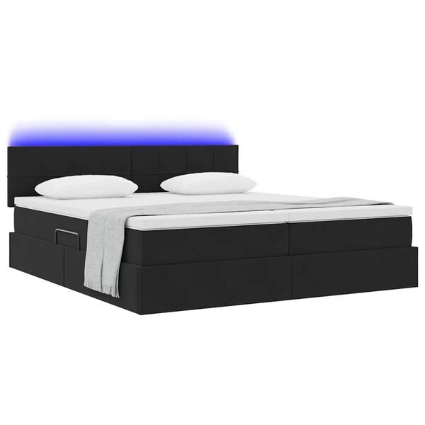 vidaXL Bett mit LED-Lichtleisten Schwarz 200 x 200 cm Samt