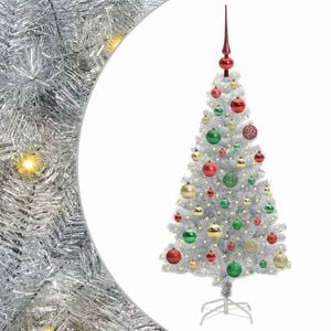 vidaXL Weihnachtsbaum mit 150 LEDs mit St&auml;nder Silber 120 cm PET