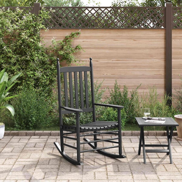 vidaXL Schaukelstuhl mit Gebogener Sitzfl&auml;che Massivholz Pappel