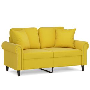 vidaXL 2-Sitzer-Sofa mit Zierkissen Gelb 120 cm Samt