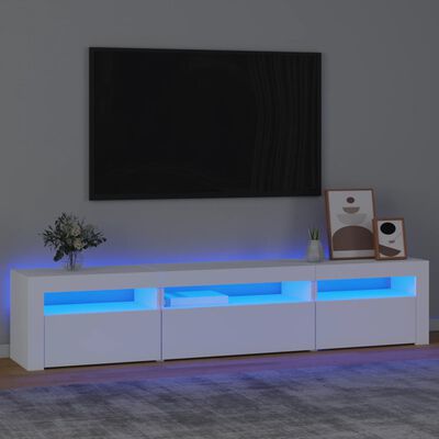 vidaXL TV-Schrank mit LED-Leuchten Weiß 195x35x40 cm