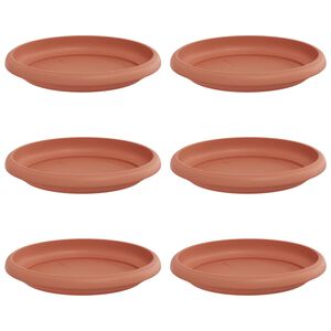 vidaXL Runde Blumenplatte 6 pcs Ziegelrot &Oslash; 14 x 2 cm Kunststoff
