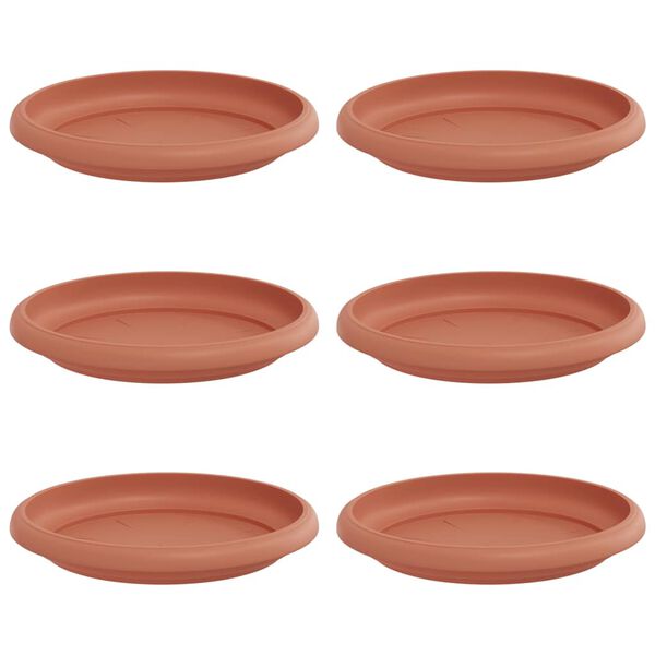 vidaXL Runde Blumenplatte 6 pcs Ziegelrot &Oslash; 14 x 2 cm Kunststoff