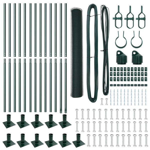 vidaXL Zaunpfosten Gr&uuml;n 25 x 1,2 m (13 mm Maschen) Stahl