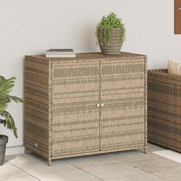 vidaXL Gartenschrank Beige 83x45x76 cm Poly Rattan