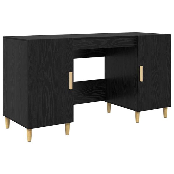 vidaXL Schreibtisch mit Regal Schwarz Eichen-Optik 140 x 50 x 75 cm