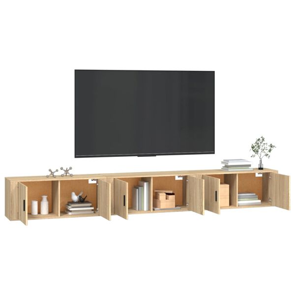 vidaXL TV-Wandschr&auml;nke 3 Stk. Sonoma-Eiche 100x34,5x40 cm