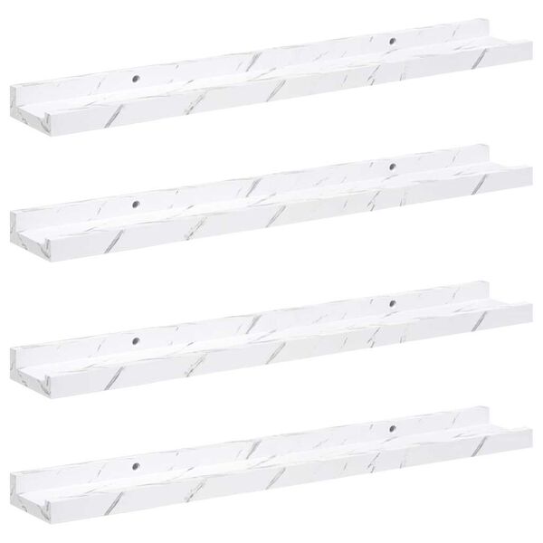 vidaXL Wandregal 4 pcs Wei&szlig; Marmor 60 x 9 x 3 cm Holzwerkstoff