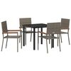 vidaXL Garten Essgruppe mit Kissen 5 pcs Grau Poly-Rattan