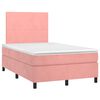 vidaXL Boxspringbett mit Matratze & LED Rosa 120x190 cm Samt