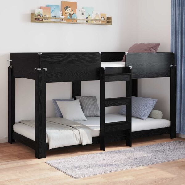 vidaXL Etagenbett f&uuml;r Kinder Schwarz Eichen-Optik 100 x 200 cm