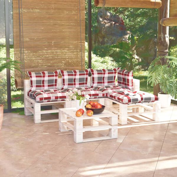 vidaXL 5-tlg. Garten-Lounge-Set aus Paletten mit Kissen Kiefernholz