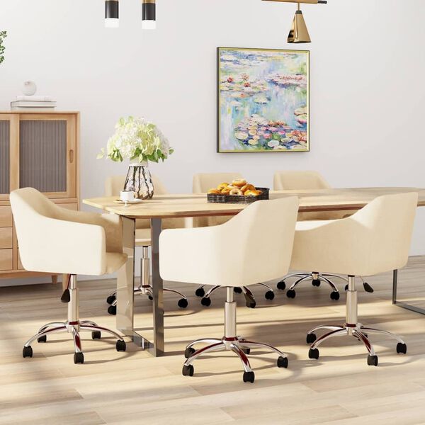 vidaXL Esszimmerst&uuml;hle 6 Stk. Drehbar Creme Stoff