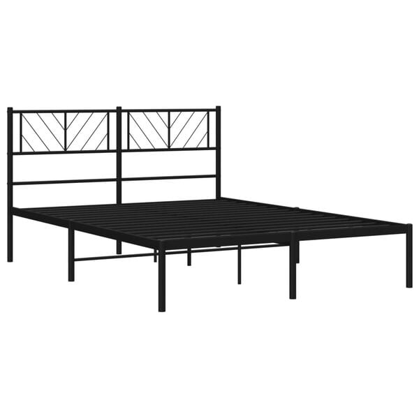 vidaXL Bettgestell mit Kopfteil Metall Schwarz 140x190 cm