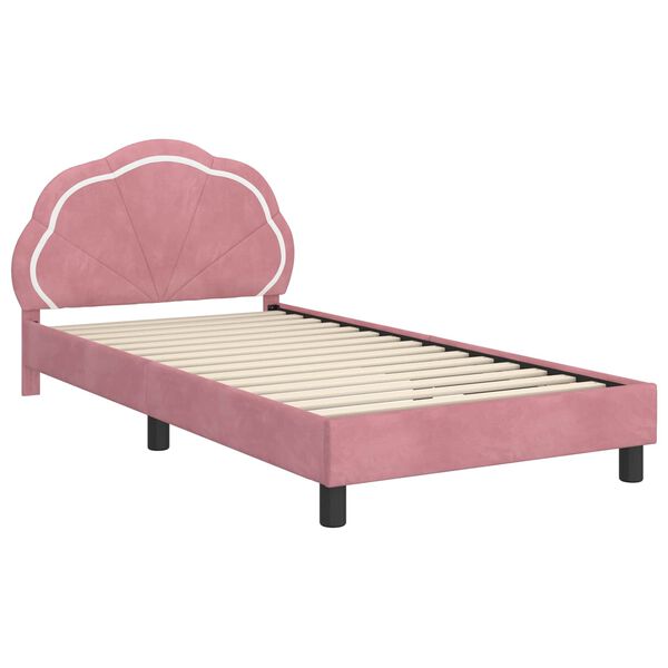 vidaXL Kinderbettgestell mit Kopfteil Rosa 90 x 190 cm Samt