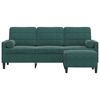 vidaXL 3-Sitzer-Sofa mit Hocker Dunkelgrün 180 cm Samt