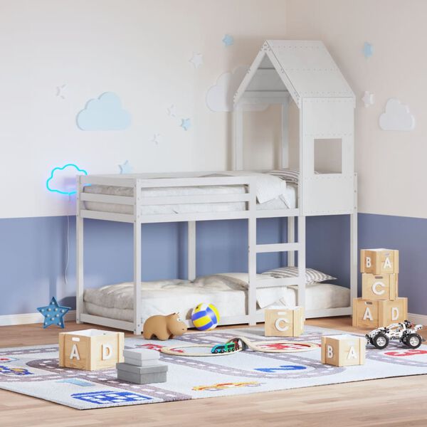 vidaXL Dach f&uuml;r Kinderbett Wei&szlig; 55x99x139,5 cm Massivholz Kiefer