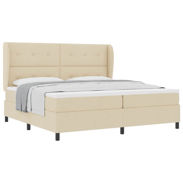 vidaXL Boxspringbett mit Matratze Creme 200 x 200 cm Stoff