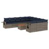 vidaXL 12-teiliges Gartensofa-Set mit Kissen, grau, Polyrattan