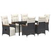 vidaXL Garten Essgruppe mit Kissen 7 pcs Schwarz Poly-Rattan