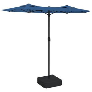 vidaXL Doppel-Sonnenschirm mit LED-Leuchten Azurblau 316x145 cm
