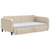 vidaXL Tagesbett Ausziehbar mit Schubladen Creme 100x200 cm Stoff