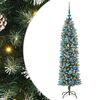 vidaXL K&uuml;nstlicher schlanker Weihnachtsbaum Gr&uuml;n und Wei&szlig; 150 cm