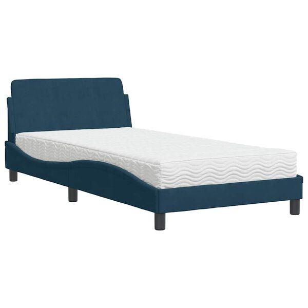 vidaXL Bett mit Matratze "Dover" Blau 100x200 cm Samt