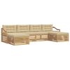 vidaXL Outdoor-Sofagarnitur 6 Stk. Wei&szlig; und Beige Massivholz Akazie