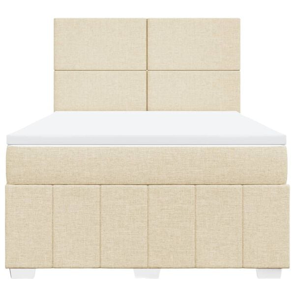 vidaXL Boxspringbett mit Matratze Creme 140x190 cm Stoff
