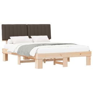 vidaXL Bettgestell mit gepolstertem Kopfteil Taupe 160 x 200 cm