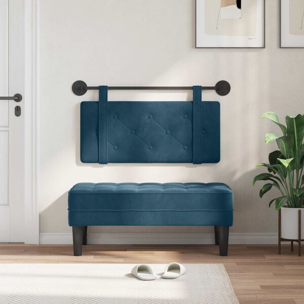 vidaXL H&auml;ngevorderseite Wandmontiert Blau 100 x 55 x 5 cm Samt