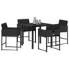 vidaXL Garten Essgruppe mit Kissen 5 pcs Schwarz Poly-Rattan