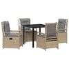 vidaXL Garten Essgruppe 5 stk. Beige und Hellgrau Poly-Rattan