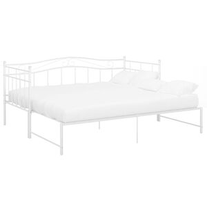 vidaXL Ausziehsofa Bettgestell Wei&szlig; Metall 90x200 cm