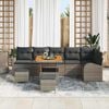 vidaXL Garten-Sofa-Set mit Kissen 9 pcs Grau Poly Rattan