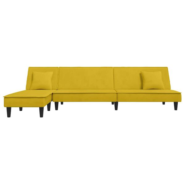 vidaXL Schlafsofa in L-Form Gelb 255x140x70 cm Samt