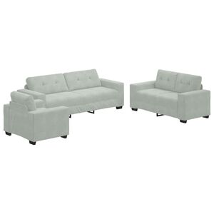 vidaXL Sofa Set 3 stk. Hellgrau Samt